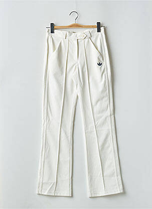 Pantalon droit fermeture zippée sous rabat avec crochet taille normale blanc ADIDAS femme
