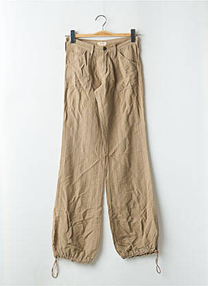 Pantalon 7/8 fermeture zippée sous rabat boutonné taille basse beige CIMARRON femme