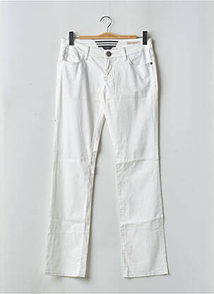 Pantalon droit tissage popeline taille basse beige GUESS femme