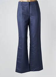 Pantalon flare fermeture zippée sous rabat avec crochet taille normale bleu LOLA femme