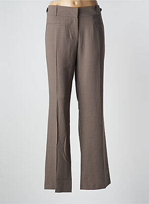 Pantalon flare fermeture zippée sous rabat avec crochet taille basse marron LOLA femme