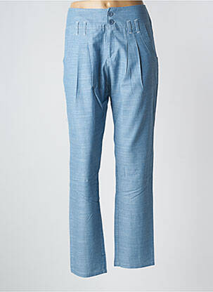 Pantalon droit taille à pinces taille haute bleu 2 TWO femme