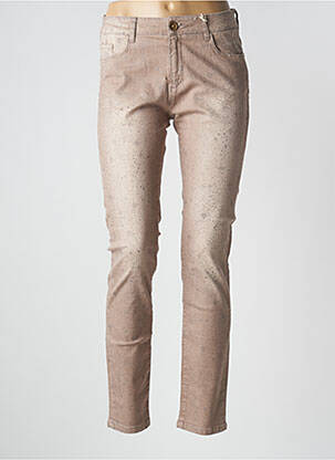 Pantalon slim tissage popeline taille normale beige MAYJUNE femme