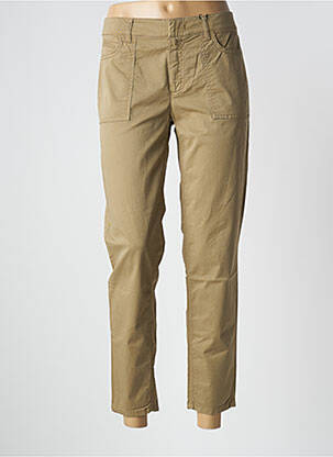 Pantalon 7/8 tissage popeline taille normale vert SET femme