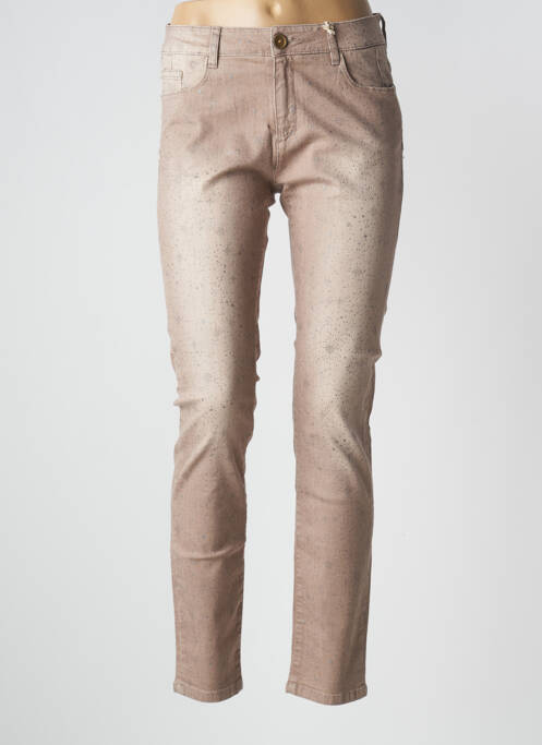Pantalon slim tissage popeline taille normale beige MAYJUNE femme