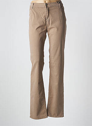 Pantalon slim tissage popeline taille normale marron IMPAQ1 femme