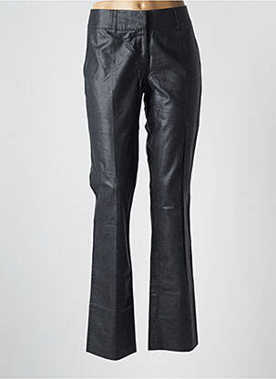 Pantalon droit fermeture zippée sous rabat avec crochet taille basse noir LOLA femme