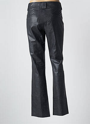 Pantalon droit fermeture zippée sous rabat avec crochet taille basse noir LOLA femme