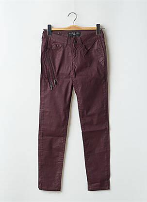Pantalon slim taille basse taille basse rouge CORLEONE femme