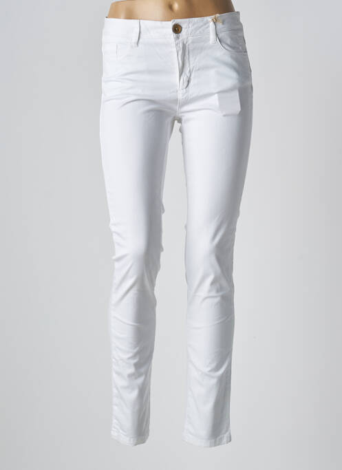 Pantalon slim tissage popeline taille normale blanc MAYJUNE femme