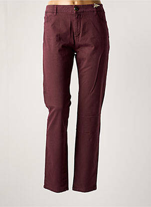 Pantalon droit fermeture zippée sous rabat boutonné rouge MAYJUNE femme