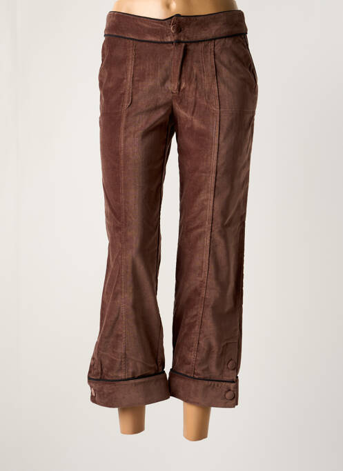 Pantalon 7/8 fermeture zippée sous rabat boutonné marron DIPLODOCUS femme