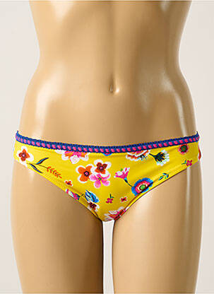 Bas de maillot de bain imprimé fleurs culotte jaune ANTIGEL femme