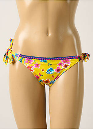 Bas de maillot de bain imprimé fleurs bikini jaune ANTIGEL femme
