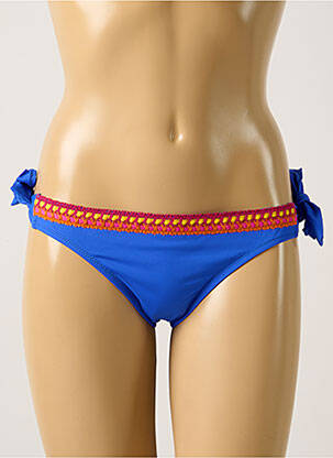 Bas de maillot de bain effet matière satinée bikini bleu ANTIGEL femme