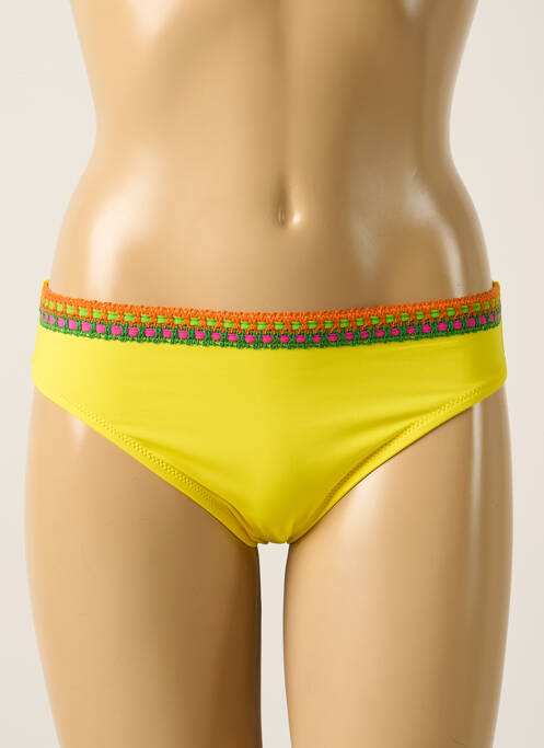 Bas de maillot de bain effet matière satinée culotte jaune ANTIGEL femme