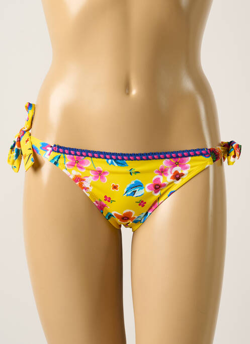 Bas de maillot de bain imprimé fleurs bikini jaune ANTIGEL femme