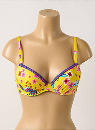 Haut de maillot de bain stretch haut soutien-gorge push-up jaune ANTIGEL femme