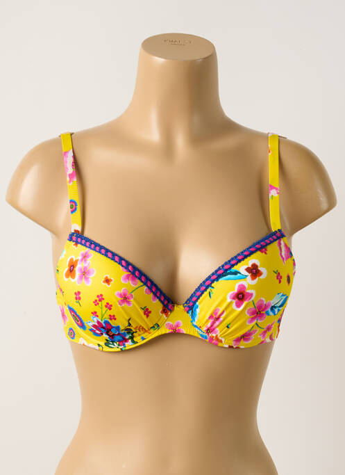 Haut de maillot de bain stretch haut soutien-gorge push-up jaune ANTIGEL femme