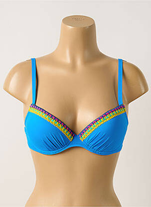 Haut de maillot de bain stretch haut soutien-gorge push-up bleu ANTIGEL femme