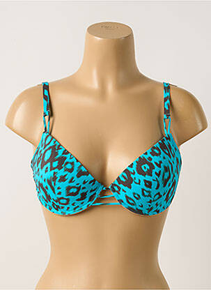 Haut de maillot de bain stretch haut soutien-gorge push-up bleu ANTIGEL femme