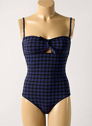 Maillot de bain 1 pièce effet matière satinée haut soutien-gorge avec mousse de rembourrage amovible bleu SIMONE PERELE femme