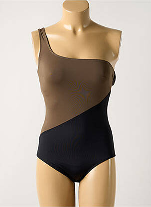 Maillot de bain 1 pièce effet matière satinée marron AUBADE femme