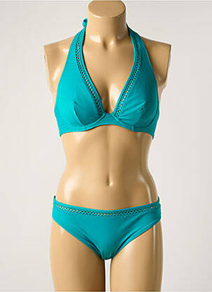Maillot de bain 2 pièces stretch haut soutien-gorge emboitant bleu SIMONE PERELE femme