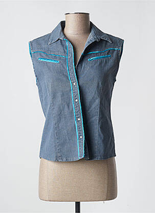 Chemisier coupe cintrée sans manche bleu SCHOOL RAG femme