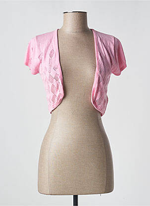 Gilet manches courtes resserrée sur le bas rose ICHI femme