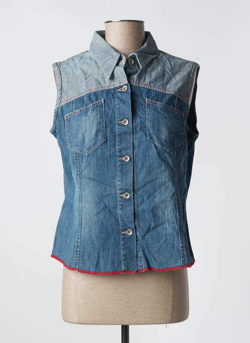 Chemisier coupe cintrée sans manche bleu TEDDY SMITH femme