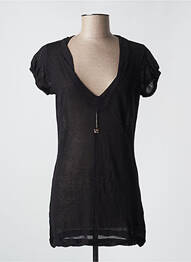 Pull coupe cintrée manches courtes noir LINDA & VICTORIA femme