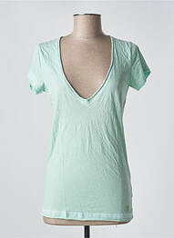T-shirt col v manches courtes vert TEDDY SMITH femme