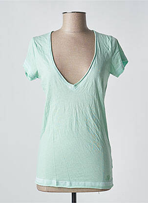 T-shirt col v manches courtes vert TEDDY SMITH femme