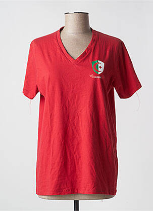 T-shirt sérigraphie floquée manches courtes rouge EN FLAG femme