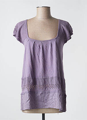 Top col carré manches courtes violet 2 TWO femme