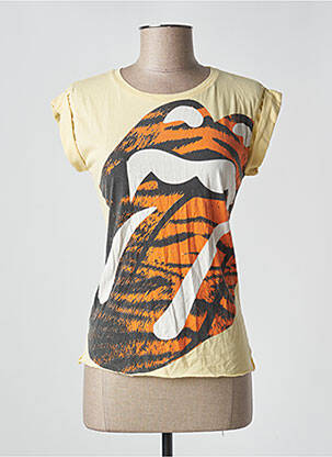 T-shirt sérigraphie manches courtes jaune HOUSE OF THE GODS femme