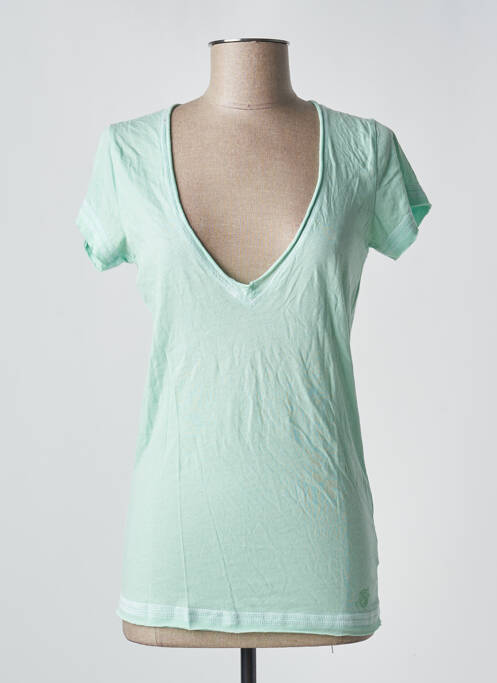 T-shirt col v manches courtes vert TEDDY SMITH femme
