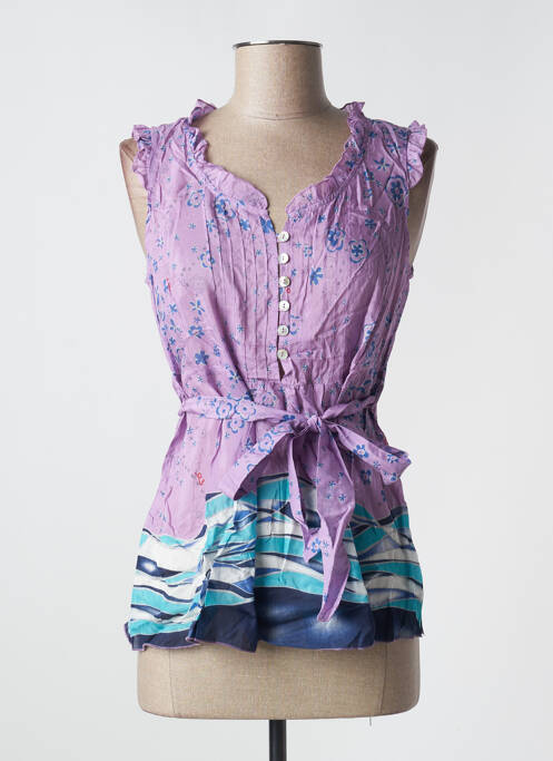 Top coupe cintrée sans manche violet YES.ZEE femme