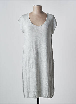 Robe pull tissage chiné manches courtes gris LOVELY SUD femme