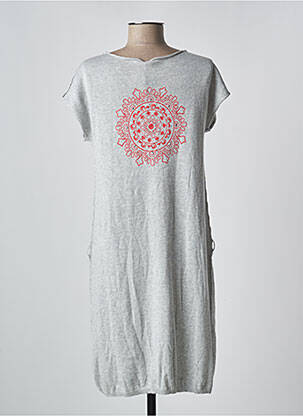 Robe pull tissage chiné manches courtes gris LOVELY SUD femme