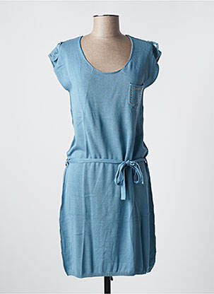 Robe mi-longue manches courtes manches courtes bleu LOVELY SUD femme