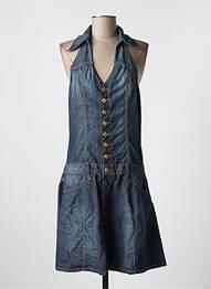 Robe mi-longue col rond fines bretelles bleu PHARD femme