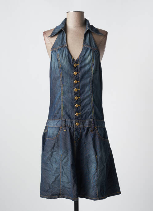 Robe mi-longue col rond fines bretelles bleu PHARD femme