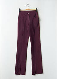 Pantalon droit tissage crêpe taille haute violet ÇA ME PLAÎT femme