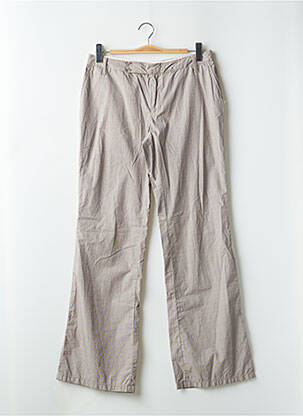 Pantalon droit fermeture zippée sous rabat avec crochet beige SCHOOL RAG femme