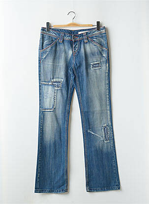 Jeans coupe droite effet usé délavé taille basse bleu TEDDY SMITH femme