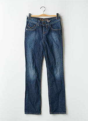 Jeans coupe slim broderie rivets taille basse bleu TEDDY SMITH femme