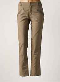 Pantalon droit tissage popeline taille normale vert R 867 femme
