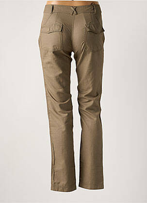 Pantalon droit tissage popeline taille normale vert R 867 femme